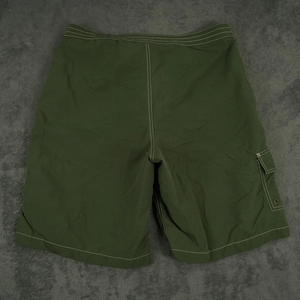 VTG Polo Ralph Lauren Swim Trunks Men M Green Cargo Board Shorts Pony Logo Lined